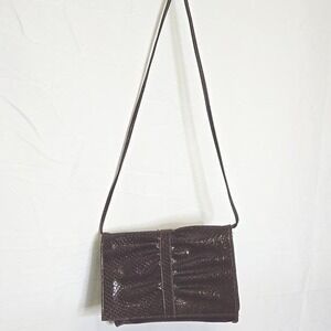 Mary Ann Rosenfeld Snakeskin Envelope Clutch Shoulder Bag, Red Burgundy Vintage